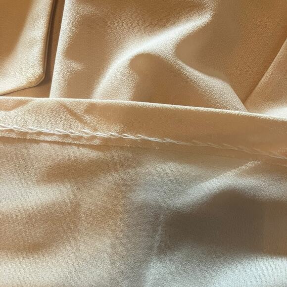 Vintage Champagne Ruffle Neck Blouse Long Sleeve Satin Look Romantic Top - Picture 7 of 7